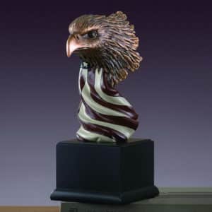 Bronze Finish Eagle Head with American Flag 55150