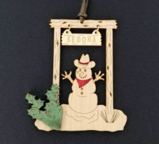 Colorful Cowboy Snowman with Prickly Pear Cactus