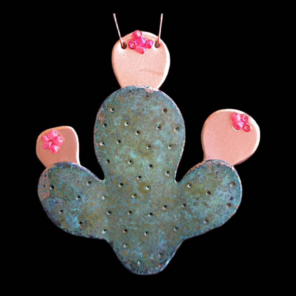 Copper Patina Prickly Pear Ornament