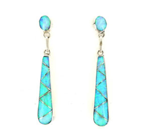 Cultured Opal Inlaid Long Earring