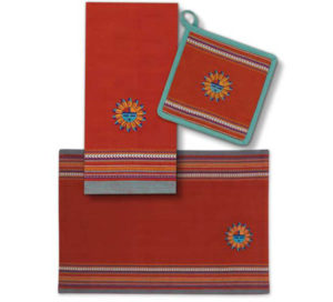 Embroidered Sun Towel, Placemat, & Potholder