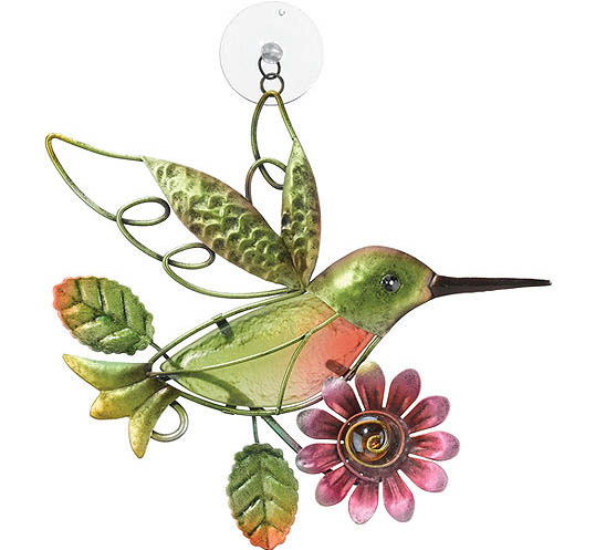 Hummingbird Sun Catcher Regal Art Stained Glass With Beads 
