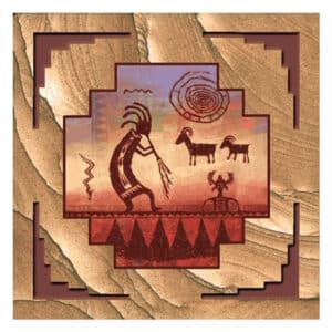 Kokopelli Petroglyph Sandstone Square Coaster