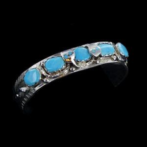 Medium Snake 'Effie' Five Turquoise Stone Bracelet
