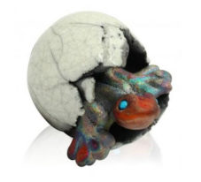 Raku - Multicolor Copper Gecko with Crackle Egg