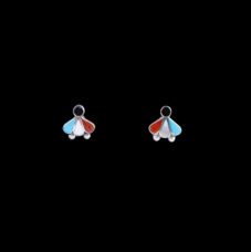 Zuni Small Multi-Stone Inlaid Fan Post Earring