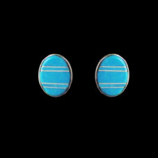 Turquoise Inlaid Oval Post Earring
