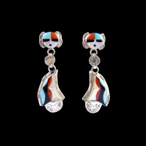 Zuni Multi-Stone Inlaid Sun with Triangle Dangle Earring