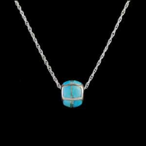 Inlaid Turquoise Barrel Pendant