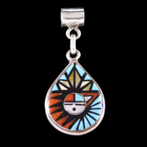 Traditional Zuni Sun Teardrop Pendant