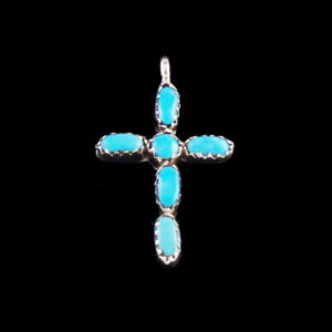 Six Turquoise Stone Cross Pendant