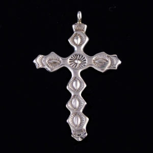 Silver Cross with Stamp Work Pendant