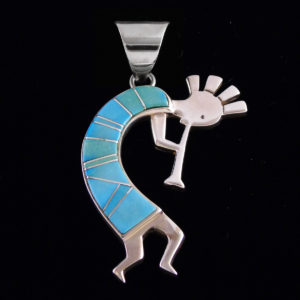 Kokopelli Turquoise Inlay XL Pendant