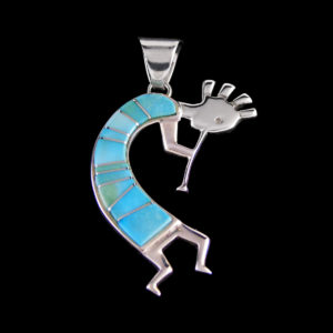 Kokopelli Turquoise Inlay Lg Pendant