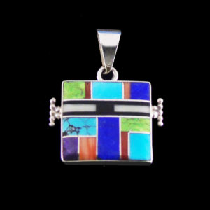 Reversible Multi Stone Sq Pendant