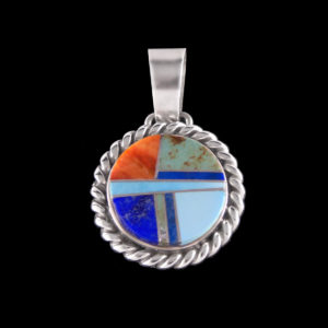 Small Mutli Inlaid Circle Pendant