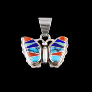 Multi-Stone Small Butterfly Pendant