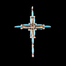 Turquoise Needlepoint Cross Pendant