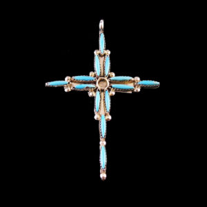 Turquoise Needlepoint Cross Pendant