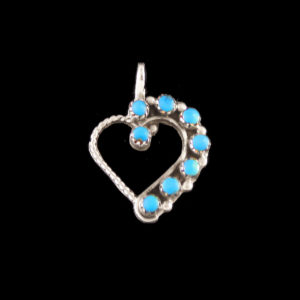 Turquoise Petit Point Heart Pendant