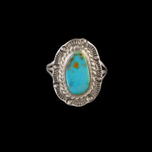 Navajo Turquoise Stone w/Silverwork Ring