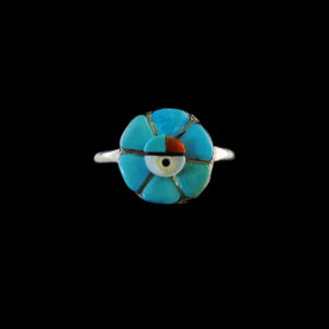 Zuni Turquoise Inlaid Sun Face Ring