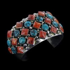 Navajo Turquoise and Spiny Oyster Bracelet