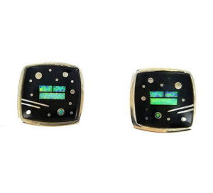 Onyx Night Sky Square Post Earring