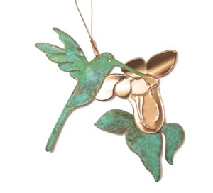 Patina Copper Hummingbird Ornament