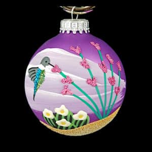 Purple Hummingbird Painted Ornament