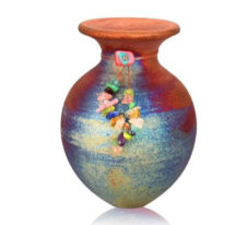 Raku Small Spirit Jar with Beads