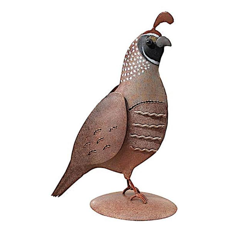 Regal Quail Standing Metal Decor Male