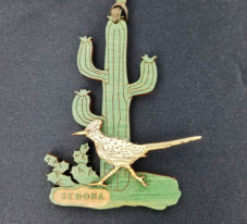 Roadrunner & Saguaro Wood Ornament