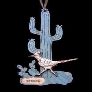 Roadrunner & Saguaro Wood Ornament