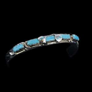 Small Effie Silver Cuff with Five Turquoise Stones