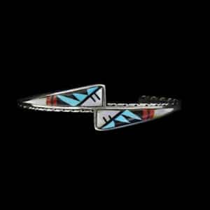 Small Zuni Traditional Inlaid Split Cuff
