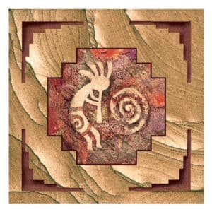 Stylized Kokopelli Sandstone Square Coaster