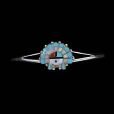 Traditional Zuni Inlaid Small Cuff of Chief Face
