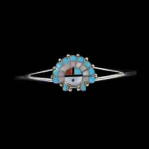 Traditional Zuni Inlaid Small Cuff of Chief Face