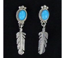 Turquoise Feather Dangle Earring
