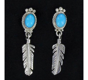 Turquoise Feather Dangle Earring