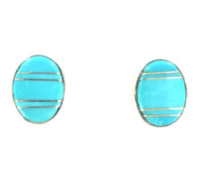 Turquoise Inlaid Oval Post Earring