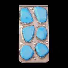 Turquoise Stone Cluster Money Clip