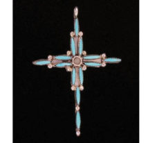 turquoise needlepoint cross pendant