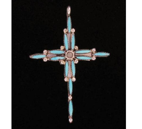 Turquoise Needlepoint Cross Pendant Joe Wilcox Indian Den - Native American Turquoise Cross Pendant Turquoise Needlepoint Cross Pendant Joe Wilcox Indian Den - Native American Turquoise Cross Pendant