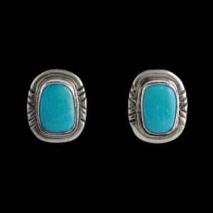 Small Turquoise Rectangle Post Earring
