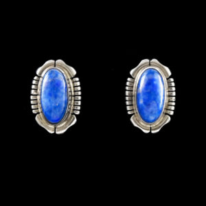 Denim Lapis Oval Post Earring