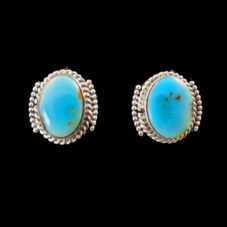 Oval Turquoise Earring with Rope Trim