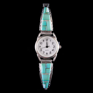 Navajo Inlaid Turquoise and Cultured Opal Watch