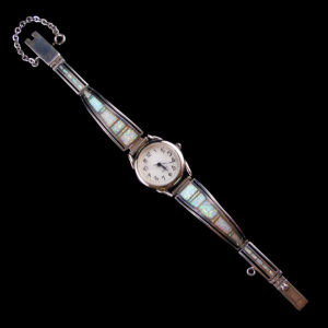 Navajo Cultured Opal Channel Inlaid Link Watch